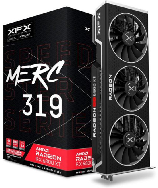 XFX 스피드스터 MERC319 AMD 라데온 RX 6800 XT CORE 게이밍 그래픽 카드 16GB GDDR6 HDMI 3xDP RX68 XTAFD9, 1개