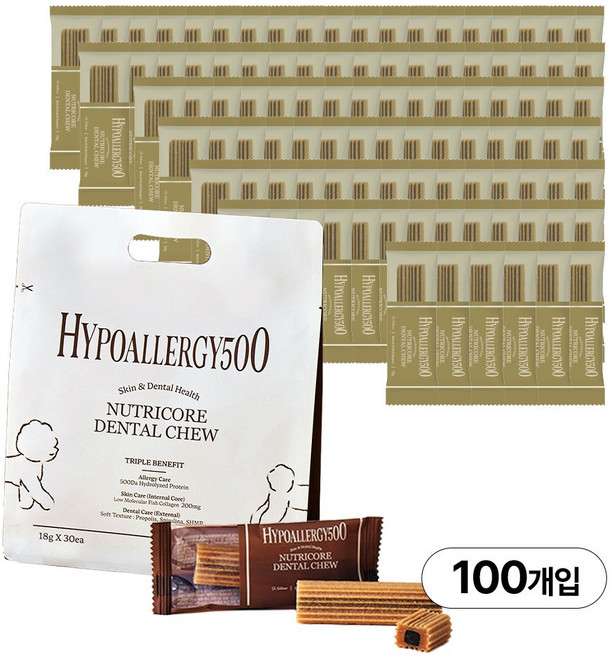 닥터뉴트리코어 강아지 가수분해 덴탈껌 하이포알러지500, 100개, 18g, 하이포알러지