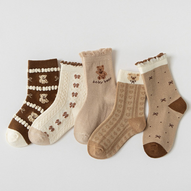 곰돌이 여자아이 여아 양말 5켤레 세트