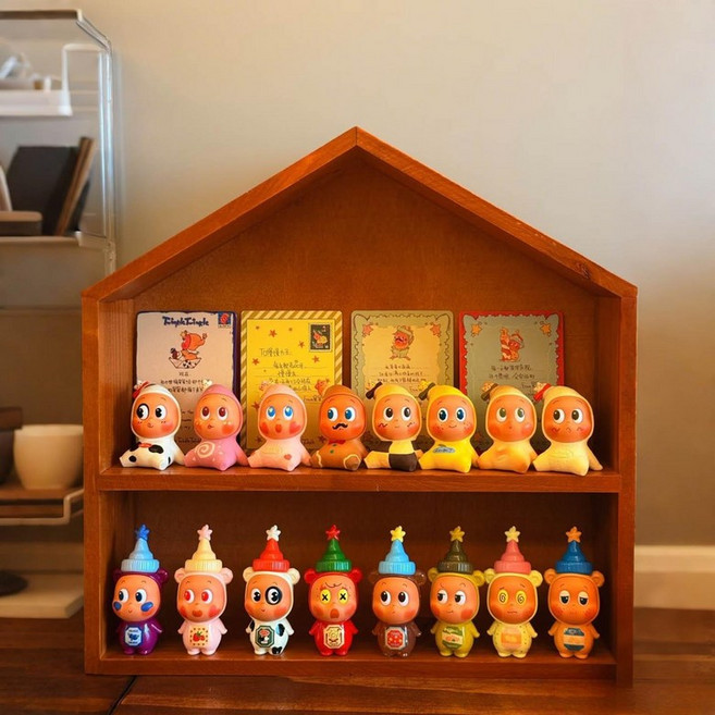 집모양선반 장식장 벽부착형 우드 굿즈 지붕, 1단, 빈티지 컬러 단품 대형