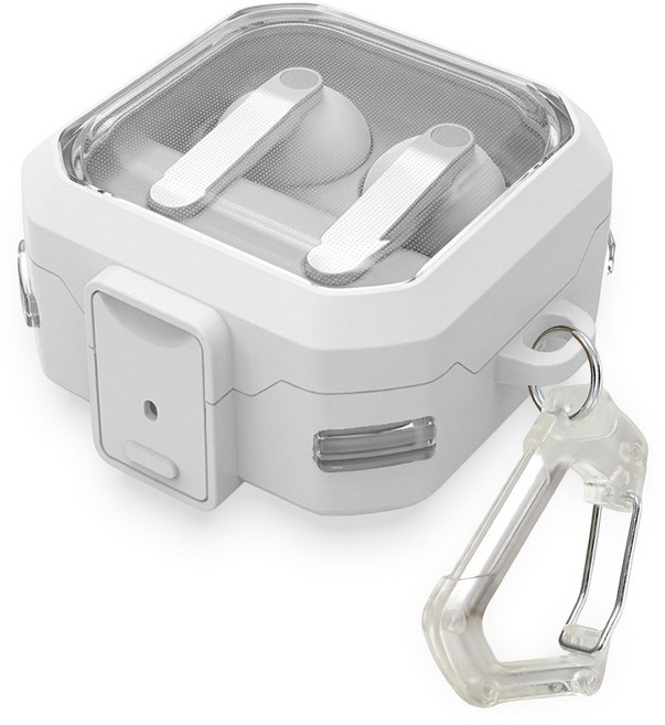 더조은셀러 하이브리드 클릭락 잠금 분실 방지 범퍼 케이스 갤럭시 버즈4 버즈4 프로 호환, 1개, 퓨어 화이트, 갤럭시 버즈4/4프로