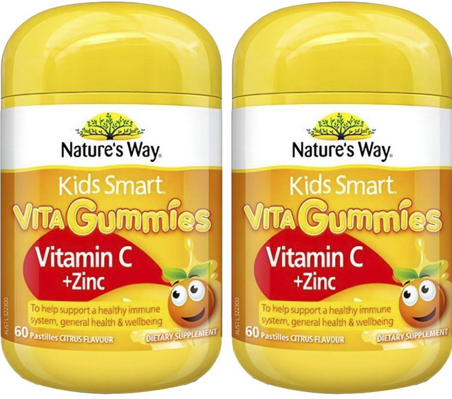네이쳐스웨이 키즈 스마트 비타 구미스 비타민C + 아연 시트러스맛 패스틸, 60정, 2개