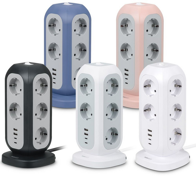 팬웨스트 Multi-Tower 1122 괴물스펙 15구 고용량 타워형 컬러 멀티탭, 올화이트, 올화이트, 1