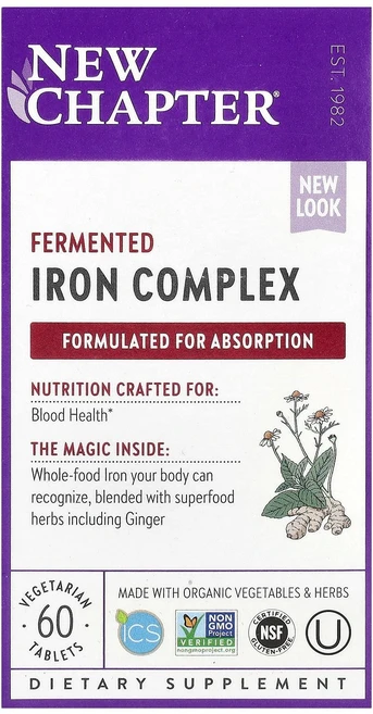 뉴 챕터 109324 발효 철분 복합체 베지 60정, 90개 - 쿠팡