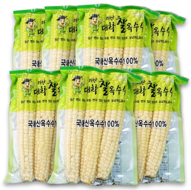[소비자선택1위] 산지직배송 삶은 냉동 쫀득한 괴산 대학찰옥수수, 1개, 다보 괴산 삶은 대학찰옥수수 냉동 9개(팩당3개)