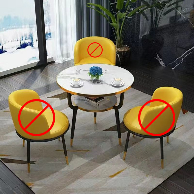 남쪽나무 라운지 원형 테이블 의자세트 카페 회의실 공유오피스, 노란색(두꺼운 오일 왁스 가죽), 90cm 싱글 테이블