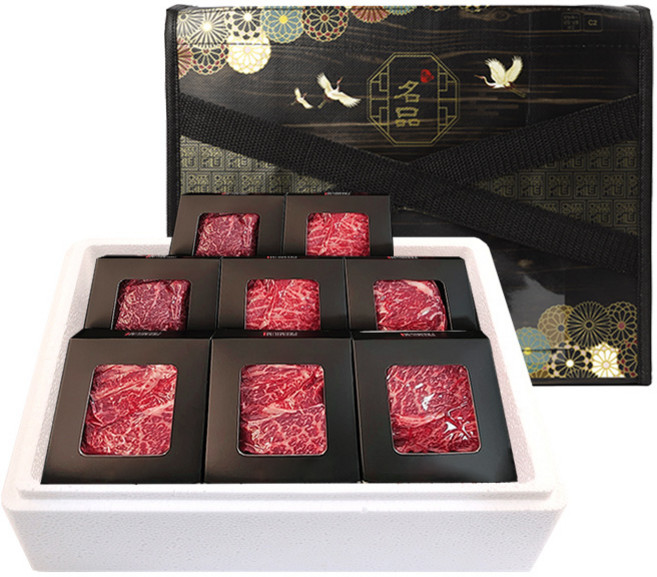 횡성축협한우 1++ 등심 선물세트 1.6kg 8팩 급냉 소고기 명절세트, 1