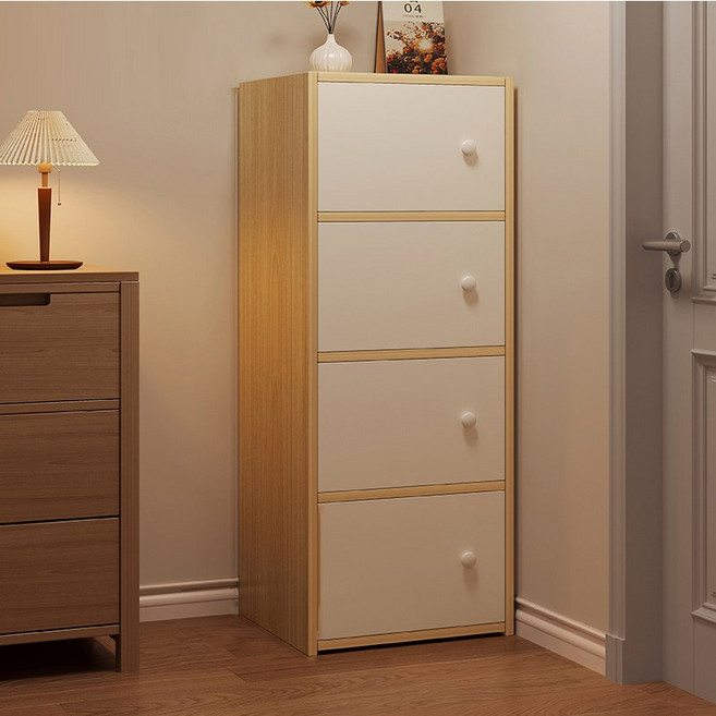 SeekFun 거실 수납장 책장 스탠드 우드 정리 수납 사물함 다용도 장식장, 4단