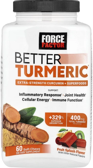 포스팩터 Better 터메릭 엑스트라 스트렝스 커큐민 프루트 스플래시 소프트츄 60개, 6개 - 쿠팡