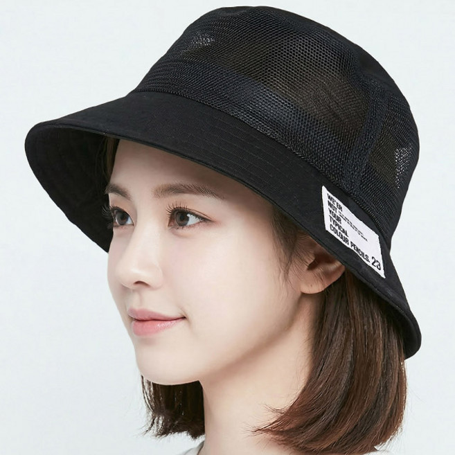 베이직엠 남성 여성 벙거지 모자 버킷햇 라운드 메쉬 23패치