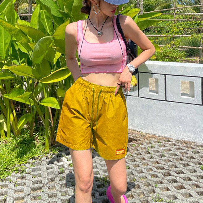 말리부 수영복 반바지 6color FREE~2XL [남녀공용] 빅사이즈 해변 비치 래쉬가드 숏팬츠, 머스타드