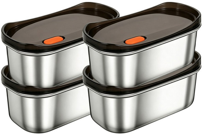 Fanobo 스텐 진공 밀폐 용기 세트, 원색 1100ml, 4개