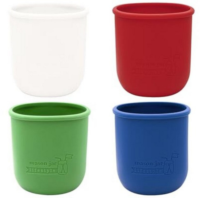 Mason Jar Lifestyle 레귤러 마우스 파인트 473.2ml(16온스) 실리콘 슬리브/재킷 볼 커 통조림 병 보호용 (4 매혹적인 멀티컬러) 144968, 4, 아메리카나 멀티컬러