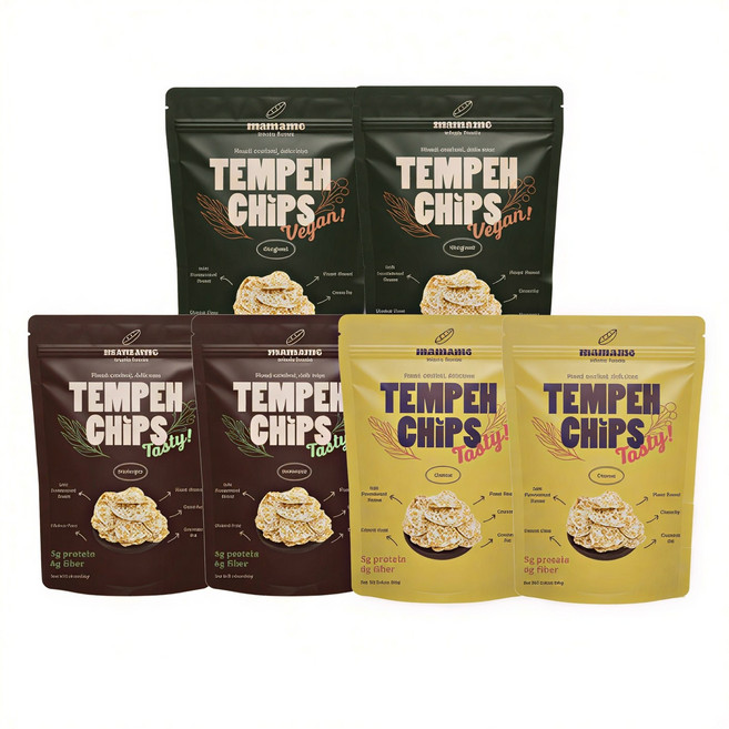 마마메 템페 칩스 바베큐 50g 2개 + 오리지널 50g 2개 + 치즈 50g 2개 (총 6개), 6개