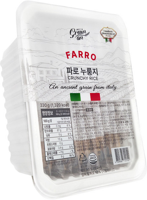 그레인온 파로 누룽지 이탈리아 엠머 밀, 330g, 1개