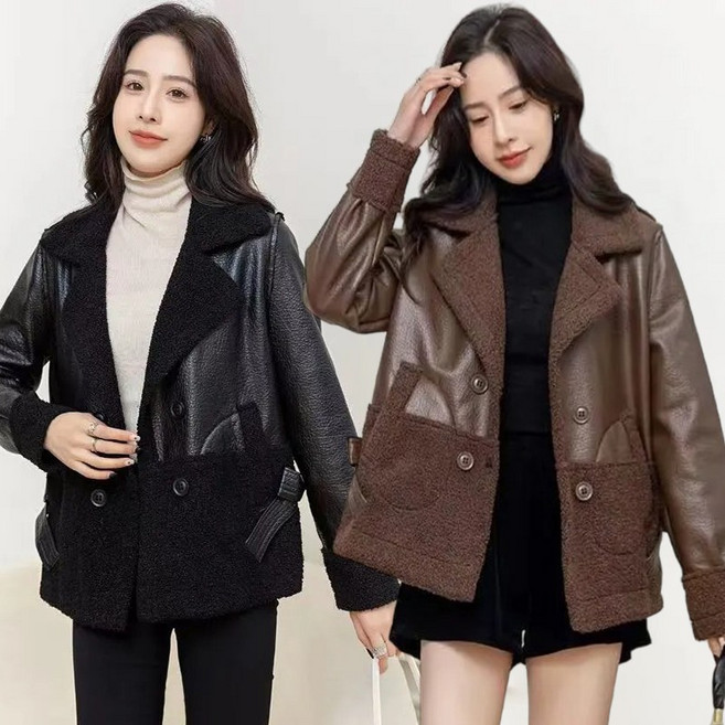 가을겨울 양면 루즈핏 겨울코트 양털 플리스 도톰 따뜻한 가죽 바람막이 아우터