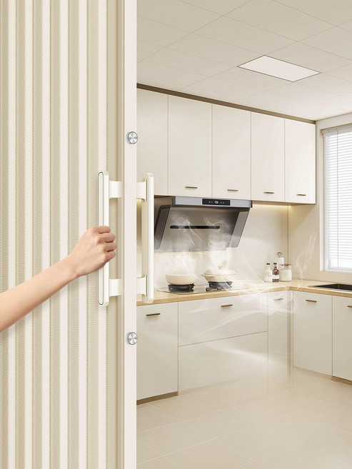 무타공 폴딩도어 중문 미닫이 접이식 셀프 도어 탈부착 칸막이 현관 미라월, 0-109cm 200cm, 1개, 크림화이트