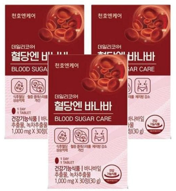 천호엔케어 혈당엔 바나바 1000mg x 30정 3박스/SJ (S12440437) 셀러허브