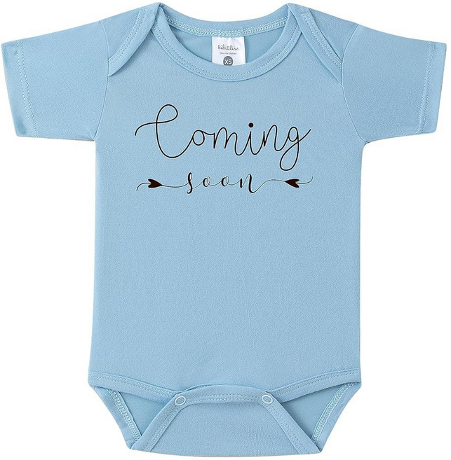 BIBIBLISSBABY Baby Coming Soon 임신 발표 유아용 바디수트 조부모를 위한 새로운 선물 Taro 0-3개월 227901, Fog