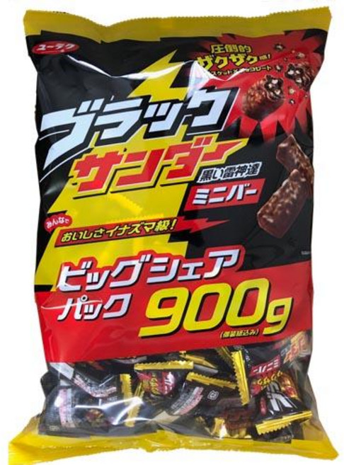 일본 유라쿠제과 블랙썬더 미니 초콜릿바 대용량 패밀리팩 900g, 1개