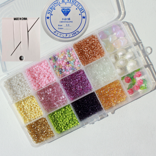 비즈팡 new 비즈공예 비즈팔찌 diy 비즈키트 바늘 우레탄실 포함, 1개, 로즈힙