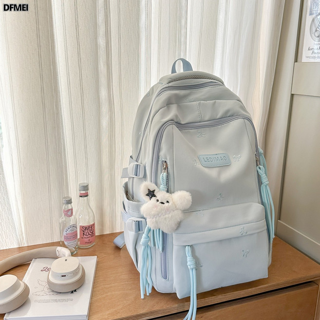 LEDIMAO 雙肩包 女生書包 大容量後背包, 淺藍色