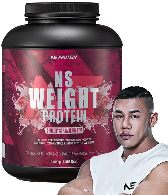 NS 웨이트 프로틴 크런치 딸기팝 2kg 벌크업 프로틴, 1개