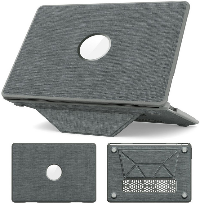 Mac Book Air 15 페브릭 스탠딩 하드 케이스 / 15.3inch M2 A2941/ M3 A3114/ M4 A3241, 1개, (15인치)그레이