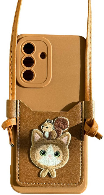 케바케 갤럭시 키즈폰 목걸이 카드 고양이 와펜 케이스