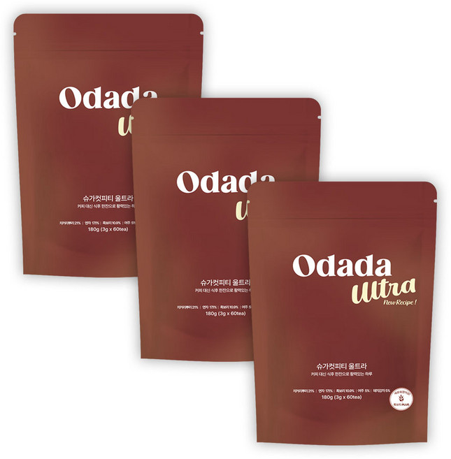 [공식몰] 오다다 NEW 슈가컷피티 울트라 버전 흑보리 돼지감자 여주 제로슈가 제로카페인 당 스파이크 관리 커피대용 차, 3개, 60개입, 180g