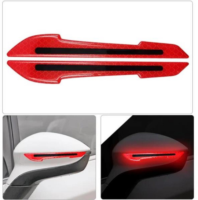 숏네일팁 자동차 펜더 후드 범퍼 반사 데칼 안전 경고 스트라이프 스티커 보호 바디 장식 범용, 2개, 11 C 2Pcs-Red
