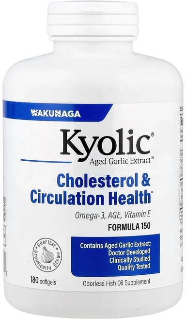 Kyolic Aged Garlic Extract™ Cholesterol & Circulation Health 180 Softgels, 180정, 1개 - 쿠팡