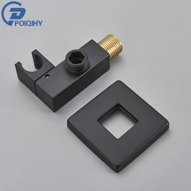 Poiqihy 크롬 샤워 헤드 홀더 휴대용 스프레이 브래킷 벽걸이 형 비데 분무기 숨겨진 수도꼭지 액세서리, 7)Black B