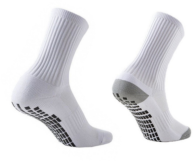 예삐스토어 1+1 논슬립 스포츠 중목 양말 미끄럼방지 쿠션 헬스 러닝 축구 농구 테니스, 1세트, 화이트+화이트그레이