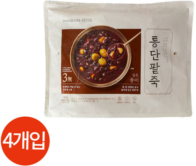 신세계푸드 통단팥죽 450g x 4개입, 4개