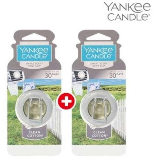 양키캔들 벤트클립 차량용 방향제, 2개, 클린코튼