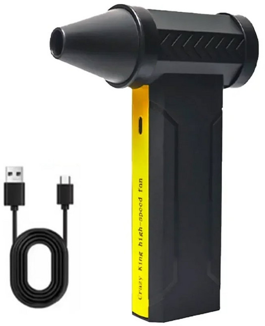 160000 브러시리스 모터 전기 제트 팬 고속 폭력 USB 충전식 강력한 먼지 송풍기 10000mAh, black, 1개