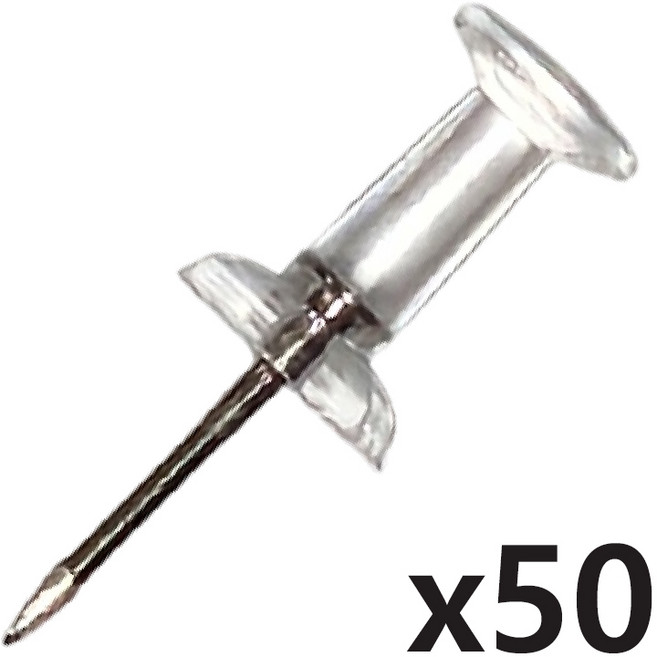 바이트 컬러 압정핀, 투명, 1통, 50개입