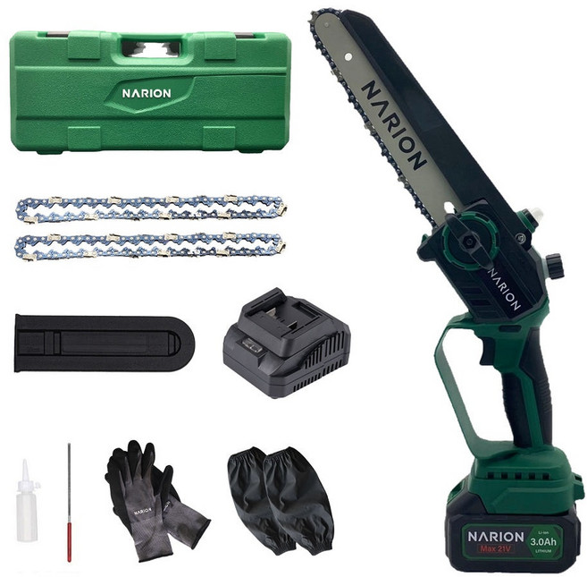 나리온 20cm 무선 체인톱 충전식 전기톱, 배터리 1개 풀세트, 1세트