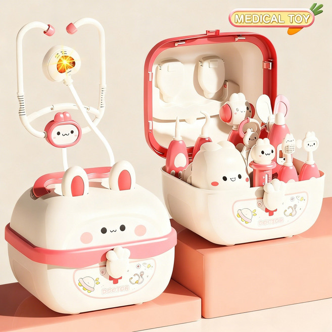 ANYOU 소꿉놀이 장난감 세트 아동 여아 청진기, 핑크색, 1개