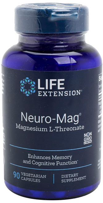 LIFE EXTENSION Neuro-Mag左旋蘇糖酸鎂素食膠囊, 90顆, 1罐