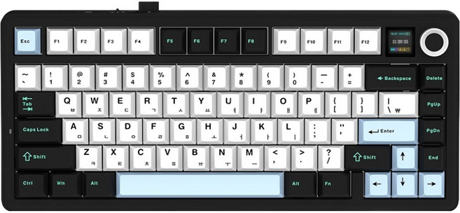 AULA 독거미 LCD 기계식 유무선 텐키리스 키보드 LEOBOG, 스카이블랙, F75Max, 경해축