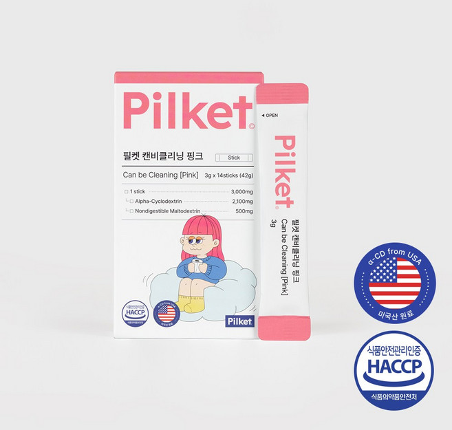필켓 알파CD 분말 자두맛 캔비클리닝 핑크 알파시클로덱스트린 14포, 1박스, 42g