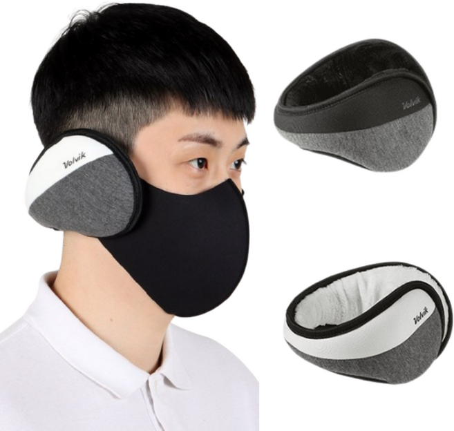 볼빅 배색 골프 남성 방한 귀마개 겨울 이어머프 보온용 방한용품, 블랙, 1개