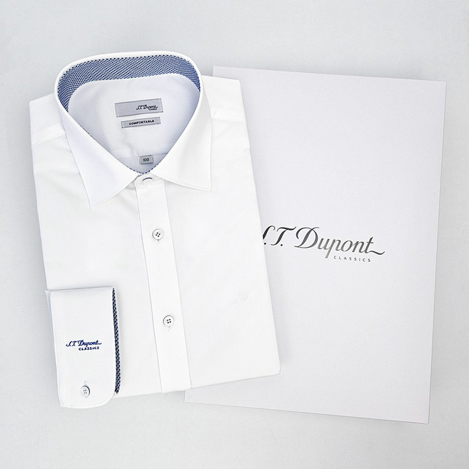 [백화점 정품] 에스티듀퐁 남성 드레스셔츠 화이트 슬림핏 스판 정장 와이셔츠 긴팔 (선물포장)