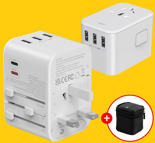 감비앤코 여행용 멀티 어탭터 JY-307MAX + 가죽 파우치, 1세트