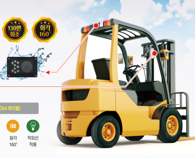 지게차 후방카메라 AHD화질 적외선 130만화소 모니터 160도와이드화각 완전방수