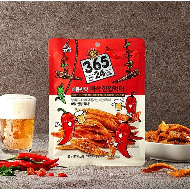 사조 빠삭하게 구운 한입 먹태 매콤한맛 먹태깡, 25g, 20개