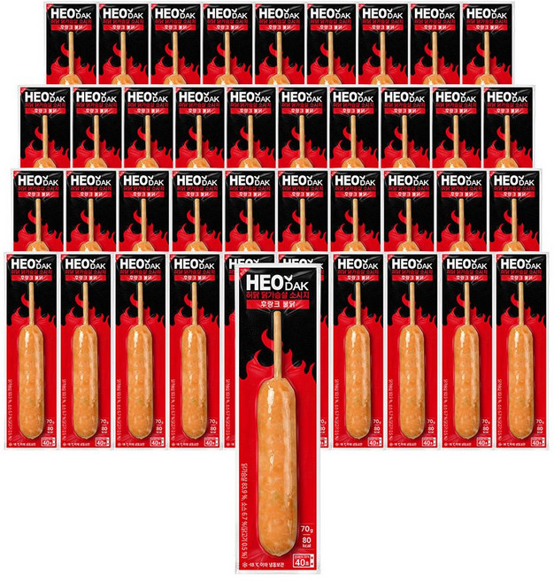 허닭 닭가슴살 소시지 후랑크 불닭, 40개, 70g