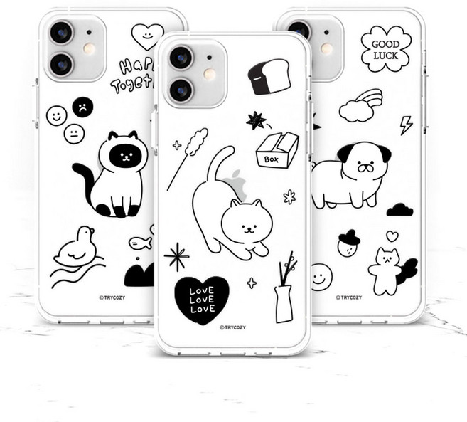 플라잉 ZEM폰 포켓몬에디션3 AT-M150S ZEM폰 마이브 냥이 멍뭉이 투명 디자인 젤리 케이스